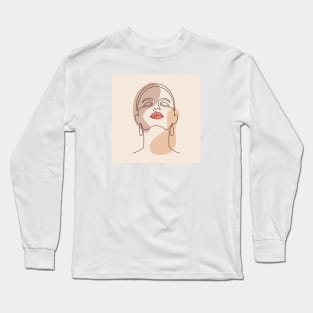 Woman face in minimalist style Long Sleeve T-Shirt